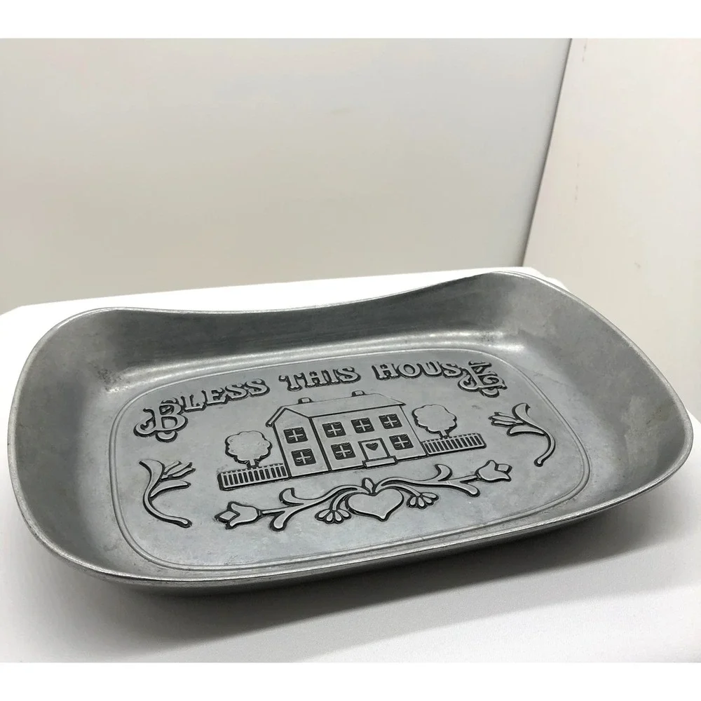 Wilton Armetale Bless This House Bread Tray Pewter Style Serving Dish 601013